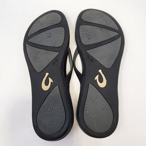 Olukai Ho'Opio Black Flip Flop Thong Sandal Women Size 9 Slip On Beach Summer - Picture 8 of 8